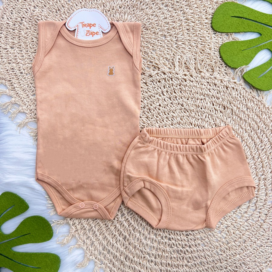 Conj. Body Regata e Tapa Fralda - Caramelo